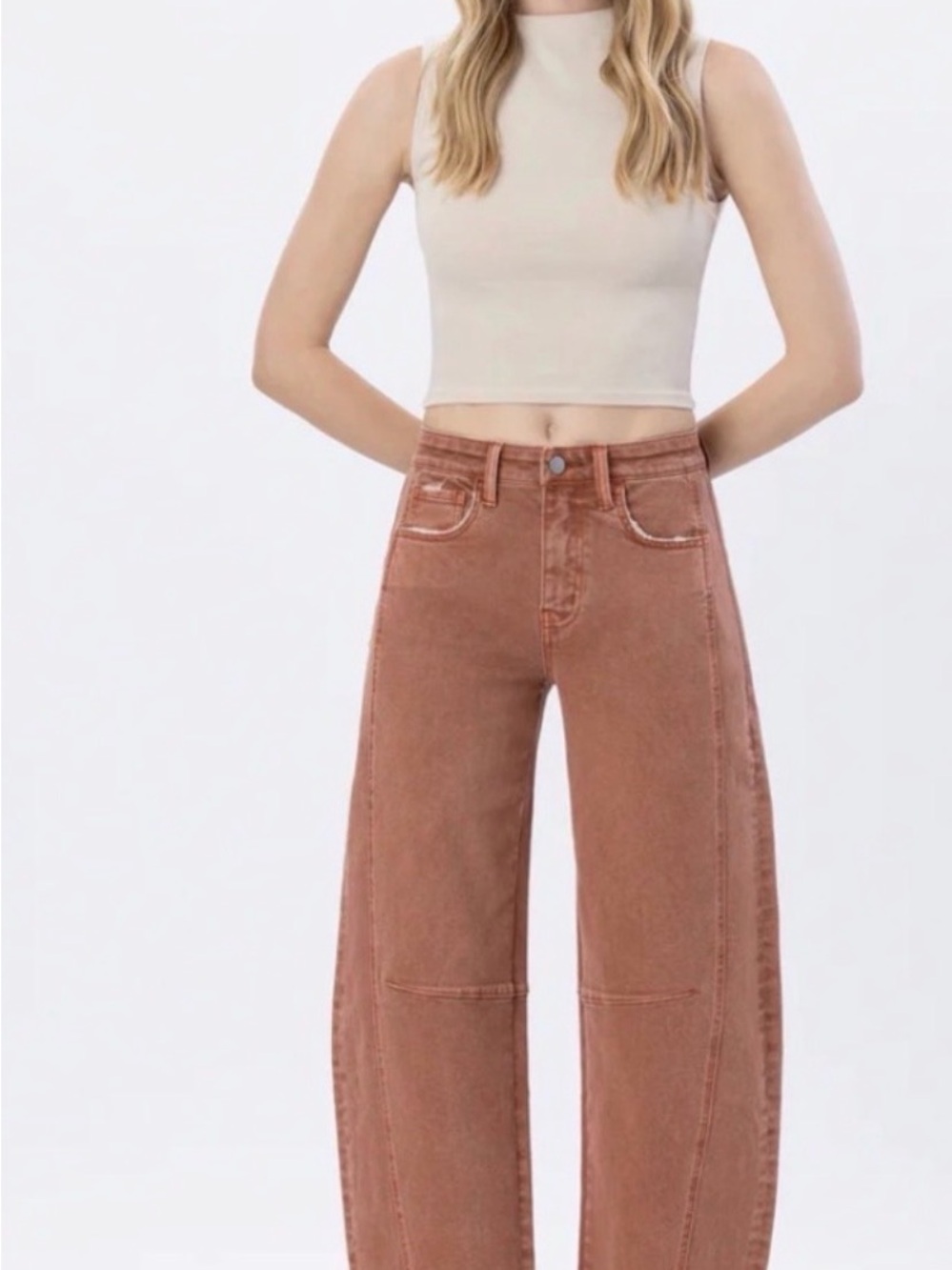 NWT Flying Monkey Barrel High rise Jeans Brown Sz 29